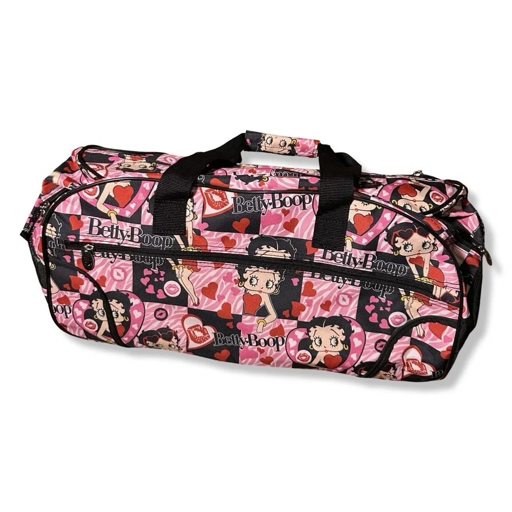 New Betty-Boop Rolling Duffle Bag Shoulder Bag Canvas Hearts & Kisses